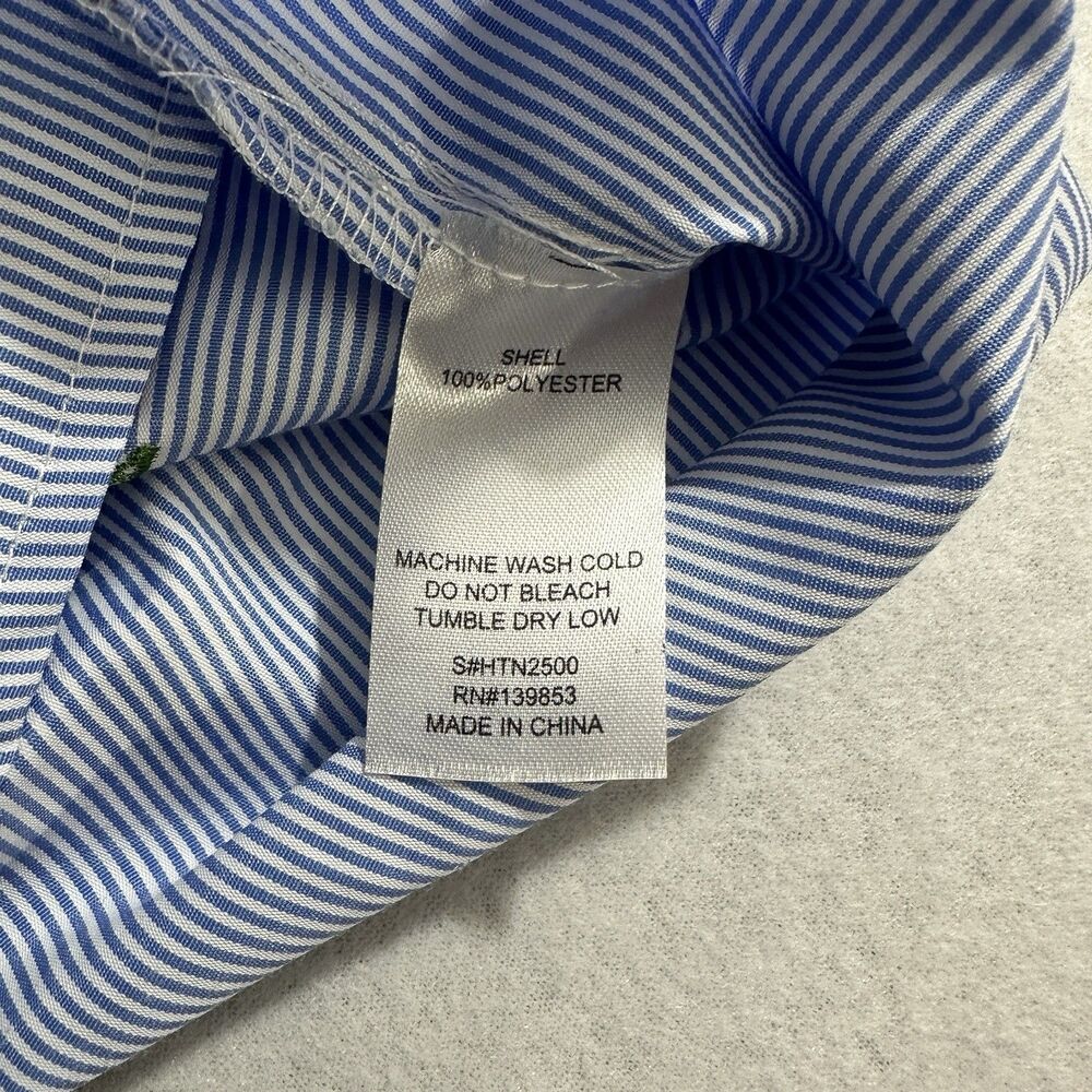 Bleuh Ciel Womens Blouse Medium Blue Striped Backless Big Bow Tie Embroidered - Picture 8 of 8